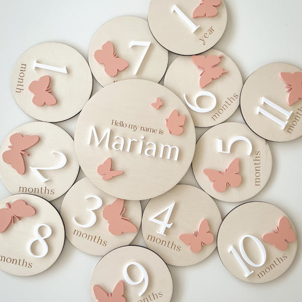 Butterflies Milestone Set wooden